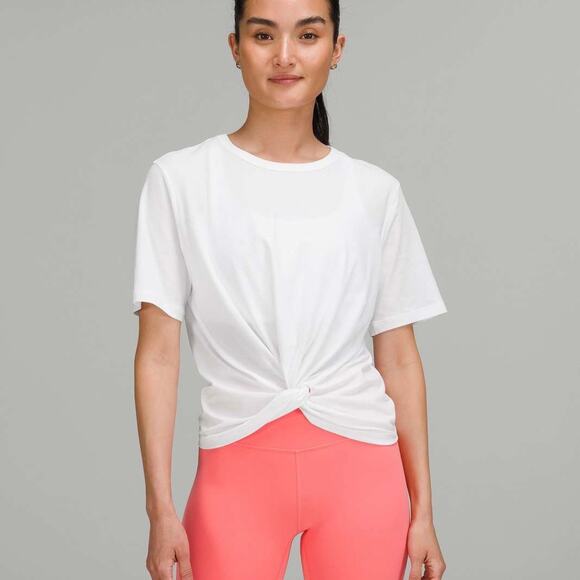 LULULEMON Crescent Tee Twist Front White - Picture 1 of 8